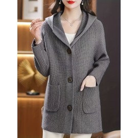 Women's Beige Cardigan Sweater - Longline Open Front Coat-like Jacket, Soft Chic Sweater for Fall/Winter, Elegant Everyday & Formal Outfits, Fall Winter Wear, Soft Texture