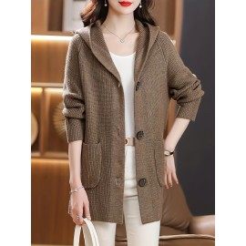 Women's Beige Cardigan Sweater - Longline Open Front Coat-like Jacket, Soft Chic Sweater for Fall/Winter, Elegant Everyday & Formal Outfits, Fall Winter Wear, Soft Texture