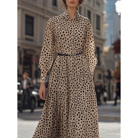 [Elegant Maxi Dress] Women's Elegant Maxi Dress - Beige & Brown, V-Neck Long Formal & Casual Dresses for Everyday, Parties, Business - All-Season Chic Outfit with Elegant Flowy Silhouette - Women's Clothing, Long Maxi Dress, Versatile Fashion, Sophisticated Style, Quality Craftsmanship, Party Attire, Stylish Clothing, Durable Material, Fashion Lovers, Women's Dress, Dress For Women/on