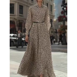 [Elegant Maxi Dress] Women's Elegant Maxi Dress - Beige & Brown, V-Neck Long Formal & Casual Dresses for Everyday, Parties, Business - All-Season Chic Outfit with Elegant Flowy Silhouette - Women's Clothing, Long Maxi Dress, Versatile Fashion, Sophisticated Style, Quality Craftsmanship, Party Attire, Stylish Clothing, Durable Material, Fashion Lovers, Women's Dress, Dress For Women/on