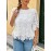 Plus Size, Women's Elegant Blouse - Non-Stretch Semi-Sheer Lace-like Top, Non-Stretchy Formal & Casual Shirt for Brunch, Office, Parties - Machine Washable Women's Clothing, Vacation Style, Feminine Design, Breathable Material, Fashion Top, Party Goers