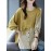 [Plus Size Women's Stylish] Plus Size Women's Stylish Fashionable Round Neck Spliced Striped Shirt Top | Button Up Long Sleeves Evening Tops Blouses High Quality