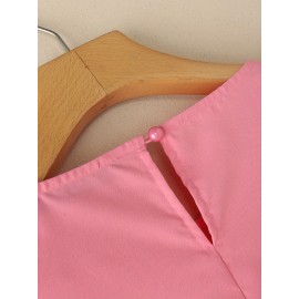 Plus Size, ZANZEA Women's Plus Size Elegant Blouse - 3/4 Sleeve Crew Neck Baggy Shirt, Lightweight All-Season Wedding Guest Dress-like Top, Machine Washable White Collar Blouse for Office, Party & Casual Attire (Plus Size Friendly)