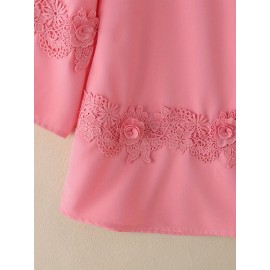 Plus Size, ZANZEA Women's Plus Size Elegant Blouse - 3/4 Sleeve Crew Neck Baggy Shirt, Lightweight All-Season Wedding Guest Dress-like Top, Machine Washable White Collar Blouse for Office, Party & Casual Attire (Plus Size Friendly)