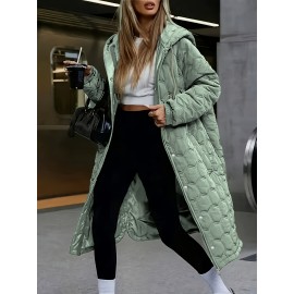 Plus Size, Women's Oversized Winter Warm Hooded Coat with Full-Zip Front Closure, Plush Lining & Pockets - Heavy-Duty Winter Outerwear, Machine Washable, Plus Size Available, Elegant Casual Coat for Everyday & Formal Occasions (Green/Black/Brown/Beige) - H-Line Silhouette, Long-Length Winter Coat with Hood, Non-Stretch Fabric, Relaxed Fit, Functional Pockets, and Flared Hem for Women, Plus Size Winter Coats for Women, Jacket for Women Winter, Women Winter Jacket Plus Size,