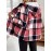 Plus Size, Women's Plus Size Plaid Jacket Winter Warm Corduroy-Like Lining Hooded Coat with Burgundy/Navy/Black/White Tartan, Zipper Closure & Pockets - Elegant Casual Outerwear (Maroon Collar) for Fall/Winter, Machine Washable